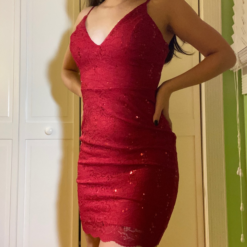 Sparkly Red Bodycon Dress